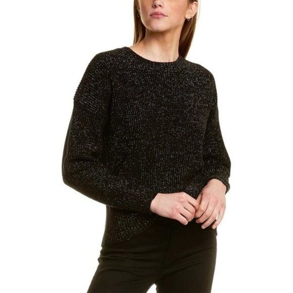 NWT 525 America black metallic fibre tinsel sweater - Picture 1 of 5
